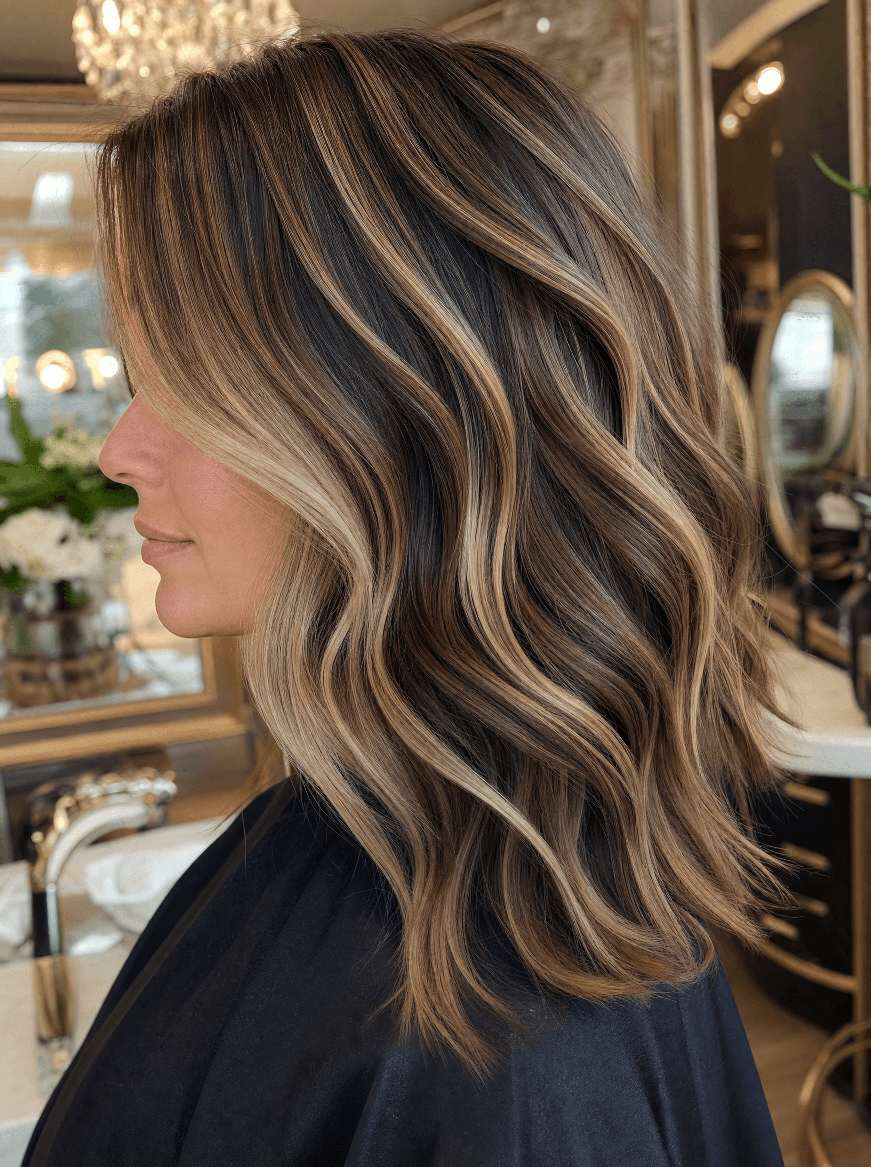 Balayage result, side profile