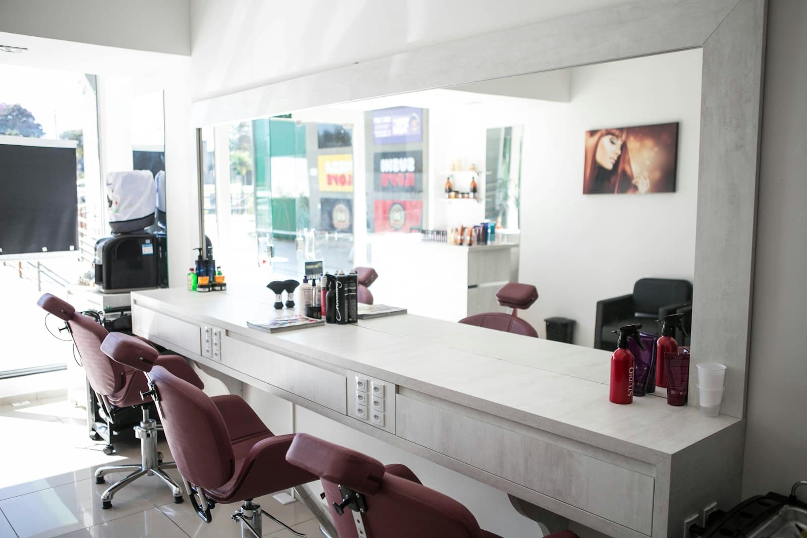 Salon interior, styling chairs